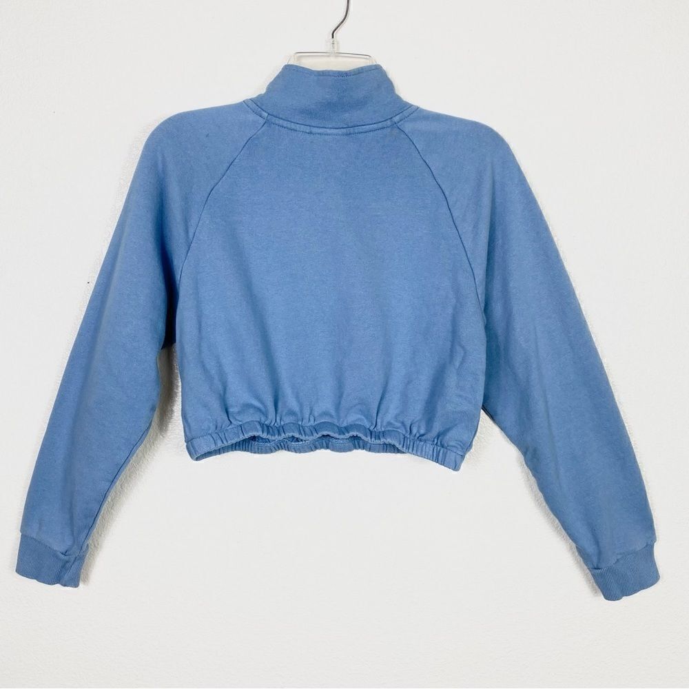Pacsun PS/LA Blue Horizontal Striped Cropped Sporty Pullover Sweatshirt - Picture 2 of 5